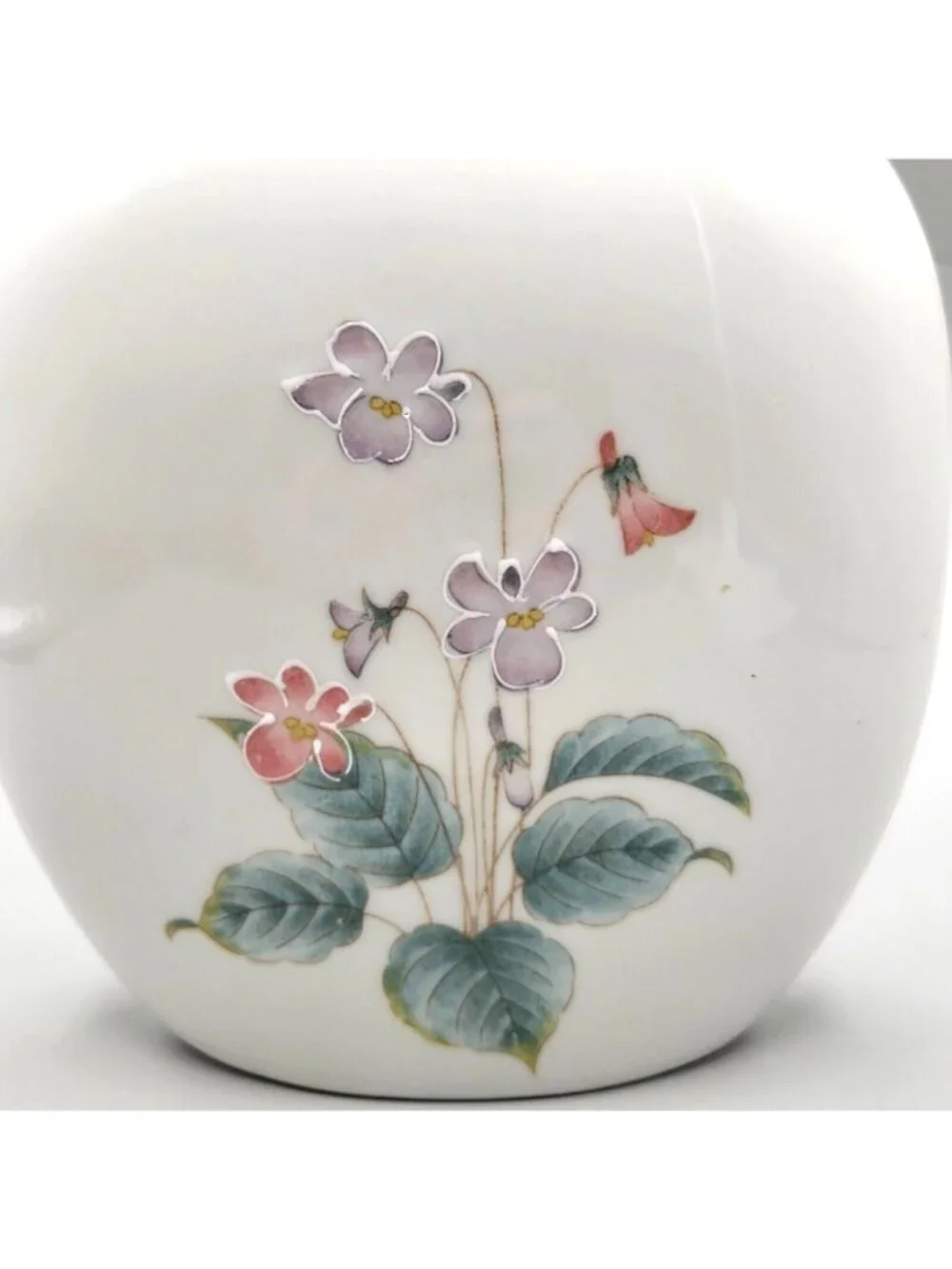 Vintage Otagiri Violet Slim Vase Hand Painted Raised Flowers Japan 6.25